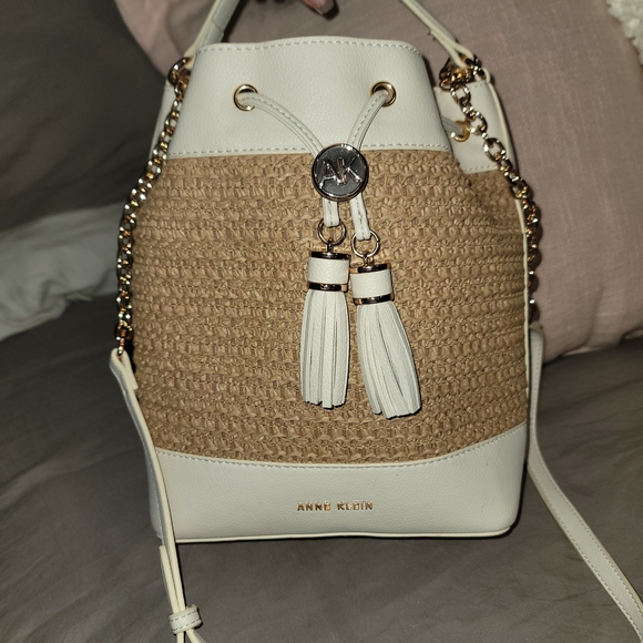 Anne Klein Cream and Tan Bucket Bag - Picture 1 of 4